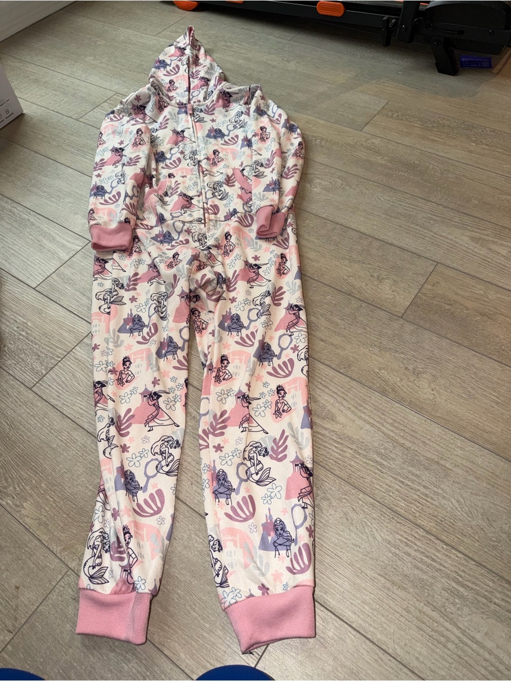 Disney Pink and Purple Princess Print Hooded Footless Kids Pajamas
